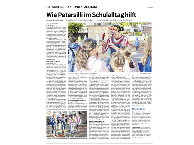Schulclownin Petersilli bringt Freude in unseren Schulalltag